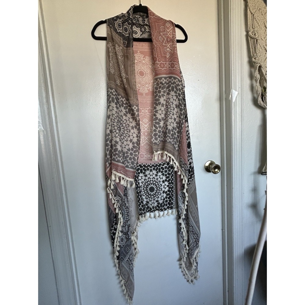 Woman's Bohemian Ruana/vest Asymmetrical‎ Hippie  Gypsy Fringe M